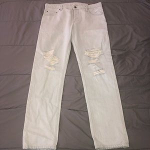 Asos Slim Jeans with Mega Rips In bleach wash blue